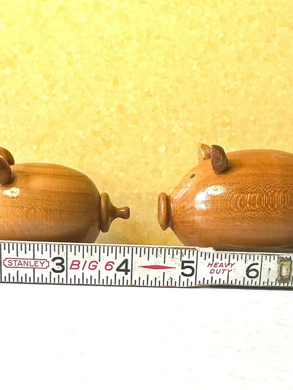 Vintage MCM Danish Teak Wood Pigs Salt & Pepper Shakers Kitsch Scandinavian ‘60s